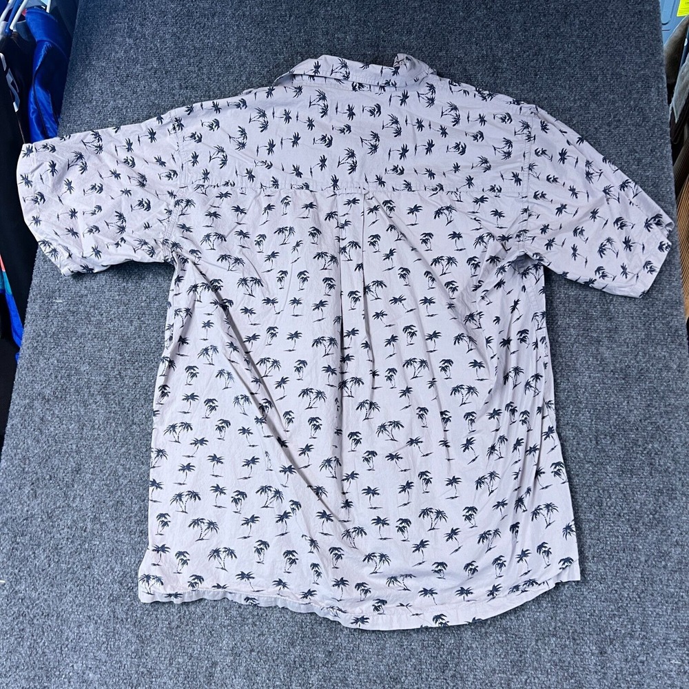 Ron John Shirt Mens Large Button Up Hawaiian Gray Short Sleeve Beach Travel EUC - Picture 2 of 6